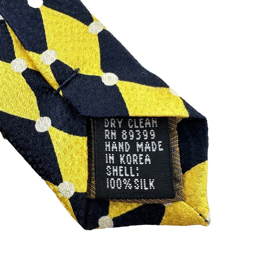Tongue Tied Tom McLellon Silk Tie Geometric Yellow‎ Black 61x4